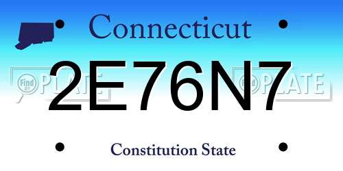 2E76N7 Connecticut License Plate