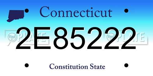 2E85222 Connecticut License Plate