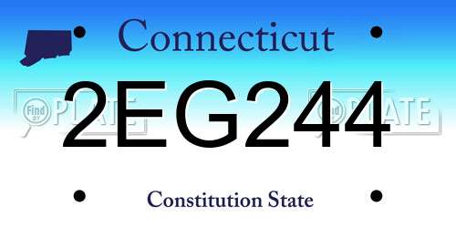 2EG244 Connecticut License Plate