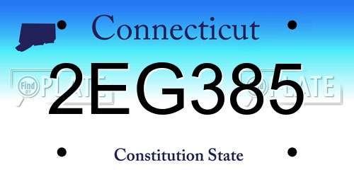 2EG385 Connecticut License Plate