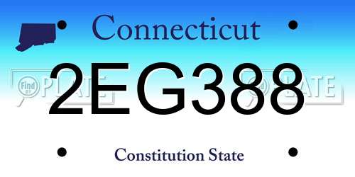 2EG388 Connecticut License Plate