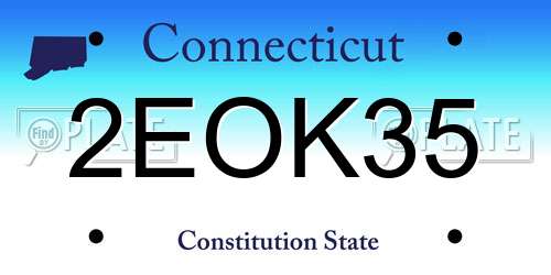 2EOK35 Connecticut License Plate