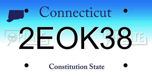 2EOK38 Connecticut License Plate