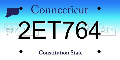 2ET764 Connecticut License Plate