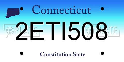 2ETI508 Connecticut License Plate