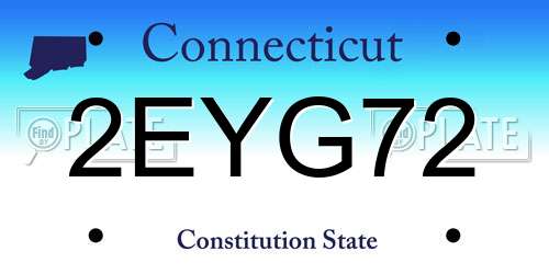 2EYG72 Connecticut License Plate