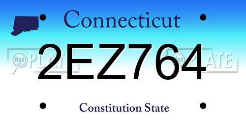2EZ764 Connecticut License Plate