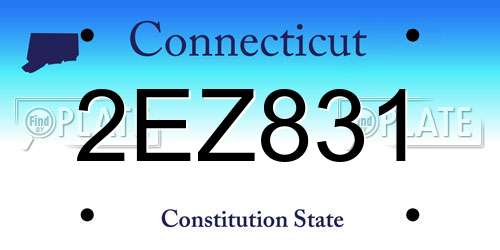 2EZ831 Connecticut License Plate
