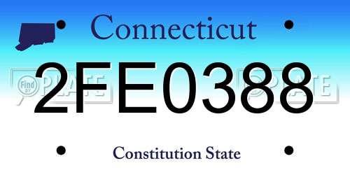 2FE0388 Connecticut License Plate