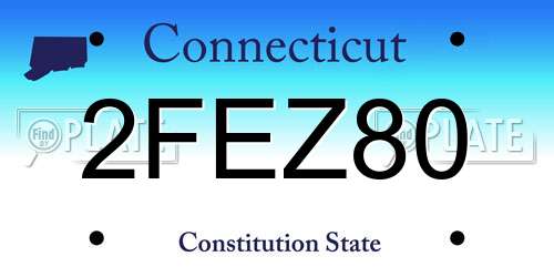 2FEZ80 Connecticut License Plate