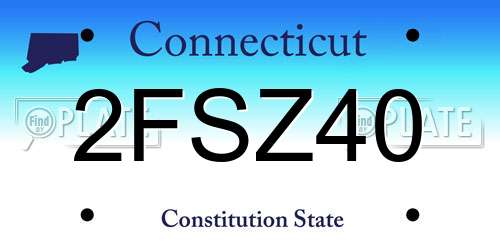 2FSZ40 Connecticut License Plate