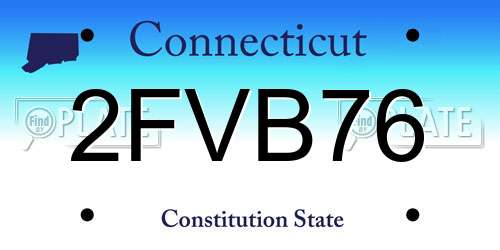 2FVB76 Connecticut License Plate