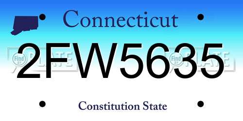 2FW5635 Connecticut License Plate