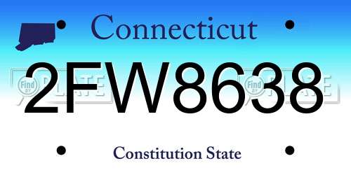 2FW8638 Connecticut License Plate