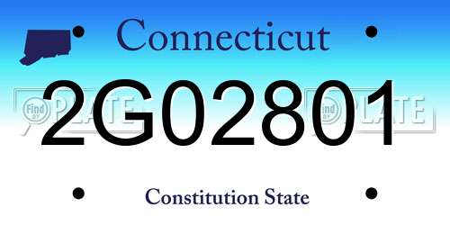 2G02801 Connecticut License Plate