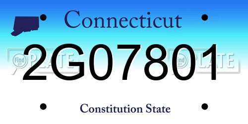 2G07801 Connecticut License Plate
