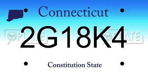 2G18K4 Connecticut License Plate