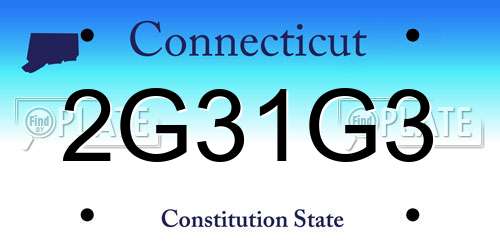 2G31G3 Connecticut License Plate
