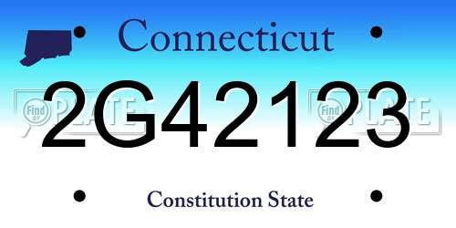 2G42123 Connecticut License Plate