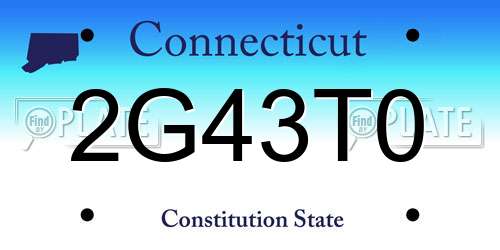 2G43T0 Connecticut License Plate