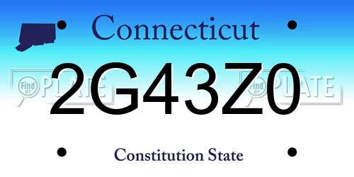 2G43Z0 Connecticut License Plate
