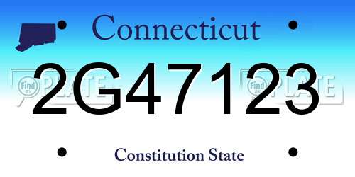 2G47123 Connecticut License Plate