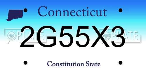 2G55X3 Connecticut License Plate