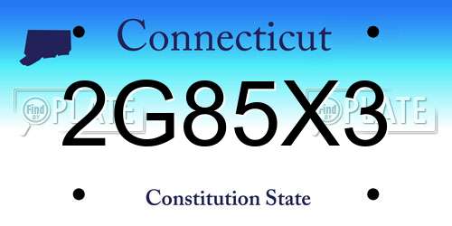 2G85X3 Connecticut License Plate