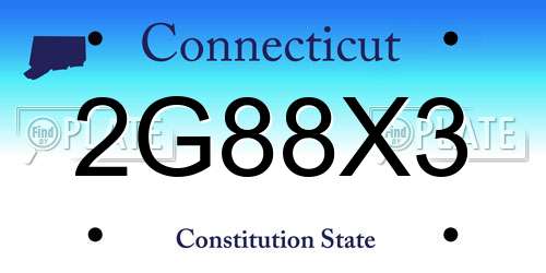 2G88X3 Connecticut License Plate