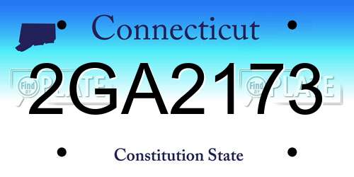 2GA2173 Connecticut License Plate
