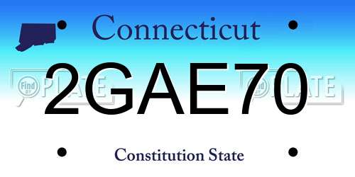 2GAE70 Connecticut License Plate