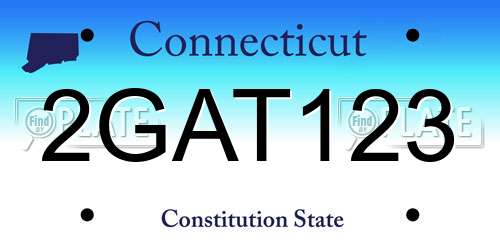 2GAT123 Connecticut License Plate
