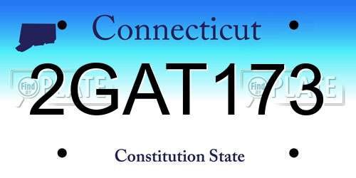 2GAT173 Connecticut License Plate