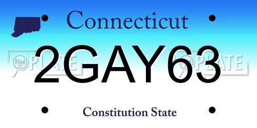 2GAY63 Connecticut License Plate