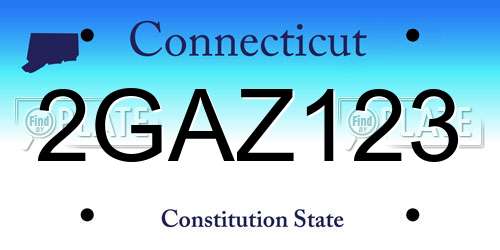 2GAZ123 Connecticut License Plate