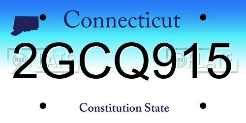 2GCQ915 Connecticut License Plate