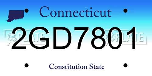 2GD7801 Connecticut License Plate