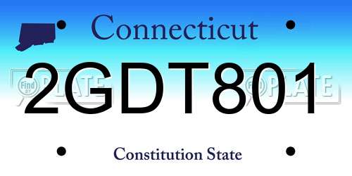 2GDT801 Connecticut License Plate