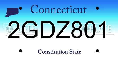 2GDZ801 Connecticut License Plate