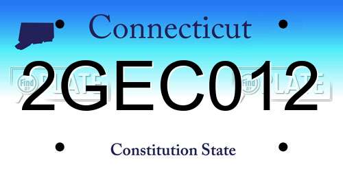 2GEC012 Connecticut License Plate