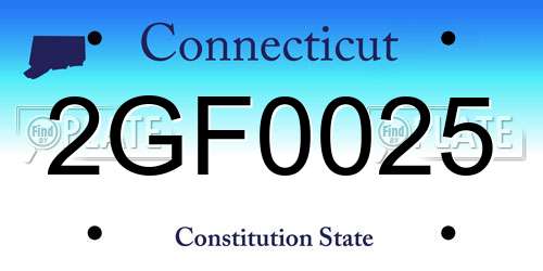 2GF0025 Connecticut License Plate