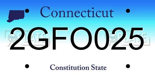 2GFO025 Connecticut License Plate