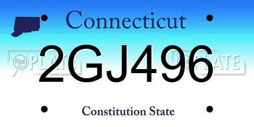 2GJ496 Connecticut License Plate