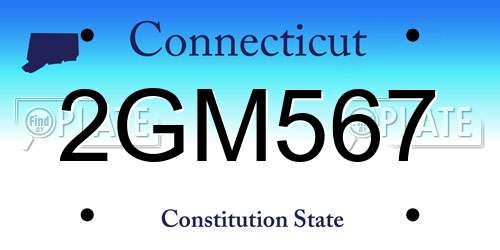 2GM567 Connecticut License Plate