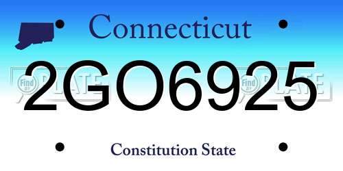 2GO6925 Connecticut License Plate