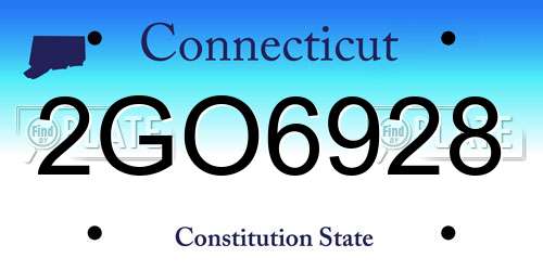 2GO6928 Connecticut License Plate