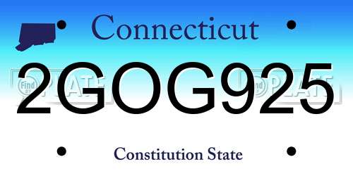 2GOG925 Connecticut License Plate