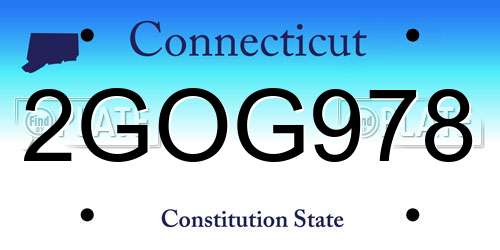 2GOG978 Connecticut License Plate