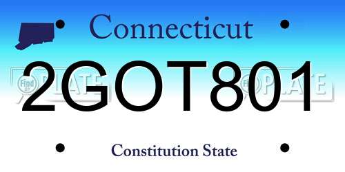 2GOT801 Connecticut License Plate