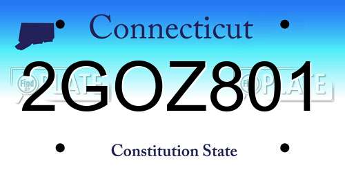 2GOZ801 Connecticut License Plate